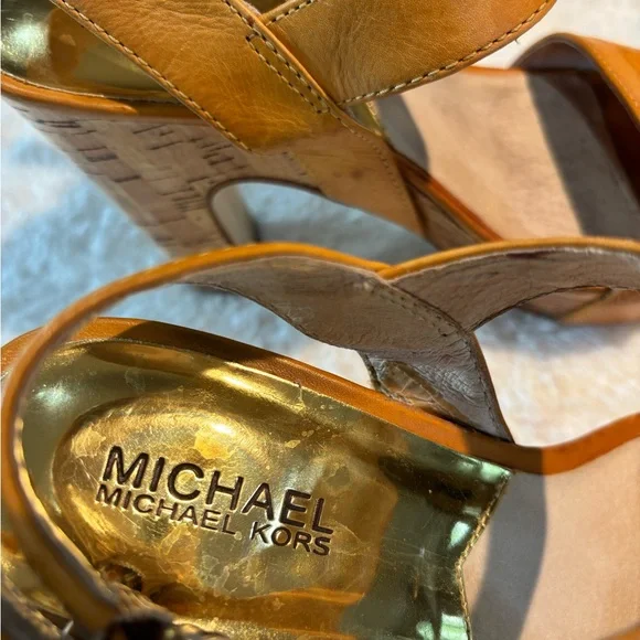 Michael Kors Gold and Tan Women's Sandals - Picture 3 of 7